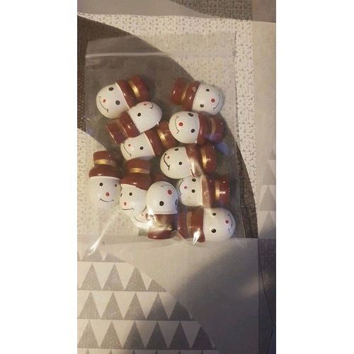 Lot De 12 Têtes De Bonhomme De Neige Miniatures
