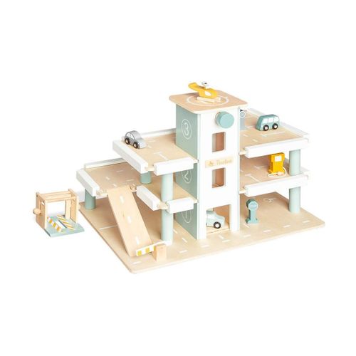 Pinolino Parking À Étages Kurt Avec Accessoires Bouleau Et Mdf Laqué Clair Et Multicolore