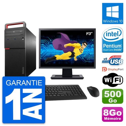 PC Tour Lenovo M700 Ecran 19" Intel G4400 RAM 8Go Disque 500Go Windows 10 Wifi