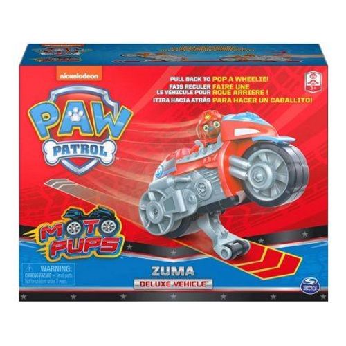 Pat Patrouille Moto A Rétrofriction : Zuma Et Sa Moto Orange - Figurine Et Vehicule De Luxe - Paw Patrol Nouveaute