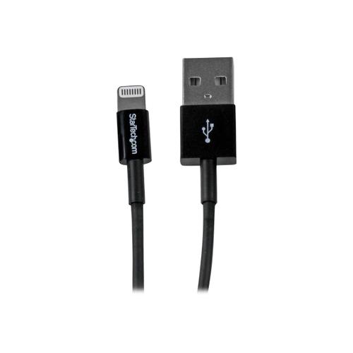 StarTech.com Câble Apple Lightning mince vers USB pour iPhone / iPod / iPad de 1m - Noir (USBLT1MBS) - Câble Lightning - Lightning mâle pour USB mâle - 1 m - blindé - noir - pour P/N: ST1030USBM