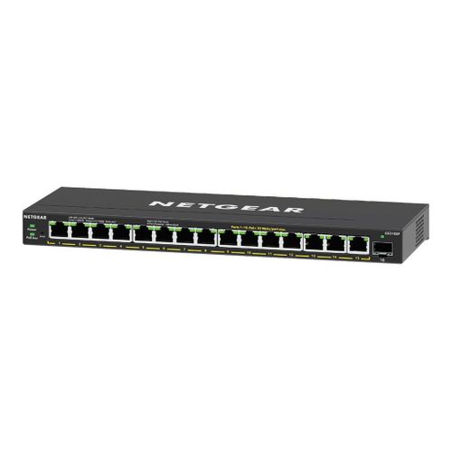 NETGEAR Plus GS316EP - Commutateur - Géré - 15 x 10/100/1000 (PoE+) + 1 x SFP - de bureau, fixation murale - PoE+ (180 W)