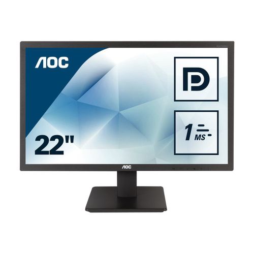 AOC E2275SWQE - Écran LED - 22" (21.5" visualisable) - 1920 x 1080 Full HD (1080p) @ 60 Hz - TN - 250 cd/m² - 1000:1 - 2 ms - HDMI, VGA, DisplayPort - noir