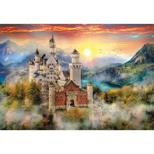 Puzzle Adulte Chateau Du Neuschwastein Au Leve Du Soleil - 2000 Pieces - Collection Clementoni Paysage Et Lac
