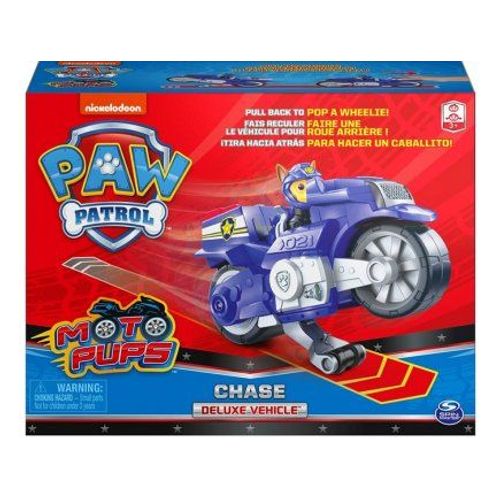 Pat Patrouille Moto A Retrofriction : Chase Et Sa Moto Police Bleue - Figurine Et Vehicule De Luxe - Paw Patrol Nouveaute