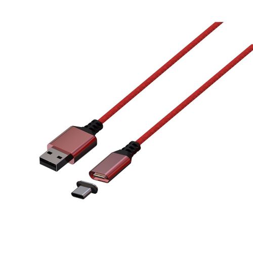 Câble De Charge Magnétique Rouge Konix Mythics Pour Manette Ps5