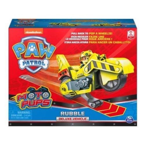 Pat Patrouille Moto A Retrofriction : Ruben Et Sa Moto Jaune De Chantier - Figurine Et Vehicule De Luxe - Paw Patrol Nouveaute