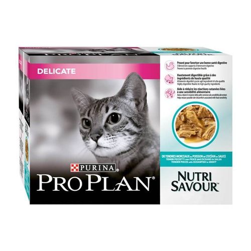 Pâtée Delicate Nutrisavour Poisson Chat 10x85g - Pro Plan