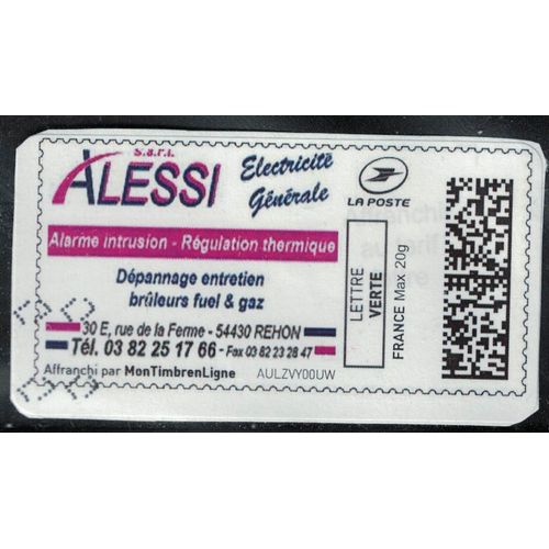 France Vignette Oblitérée Sur Fragment Used Mon Timbre En Ligne Sarl Alessi Electricité Générale 54430 Rehon Su