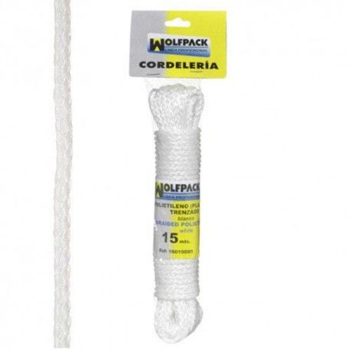 Corde tressée en plastique blanche (écheveau 15 m)