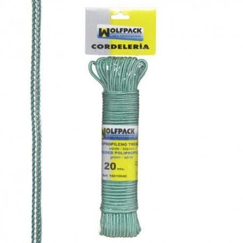 Corde tressée en polypropylène blanc/vert (écheveau 20 m)
