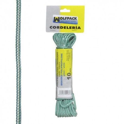 Corde tressée en polypropylène blanc/vert (écheveau 10 m)