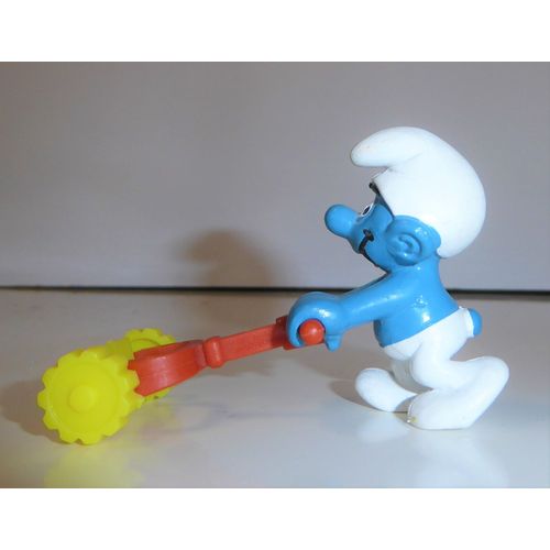 Schtroumpf À La Tondeuse À Gazon, Vintage, 2 Schleich, W Germany,1982