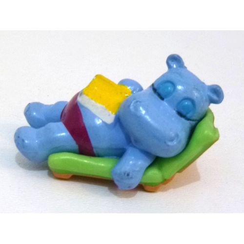 Figurine Happy Hippo Siesta Bronze Transat Chaise Longue Vacances Hippopotame Bleu 4 Cm Oeuf Kinder Surprise Cruise Holyday Egg Toys 1992