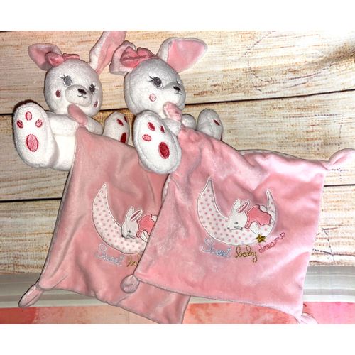 Doudou Lapin Blanc Mouchoir Rose Kiabi Sweet Baby Dreams Lot De Deux Doudous Lapins Jouets Peluches Bebe