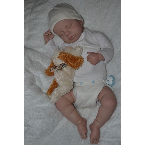 Bébé Reborn Vassily Bébé Loulou Réaliste Yeux Fermés Full Vinyle Silicone 52 Cm Comme Un Vrai Bébé 3,2kg Nouveau Né Corps Souple Cadeau Nurserie Nouvelle Maman Jouet Enfant Collectionneuse Poupon