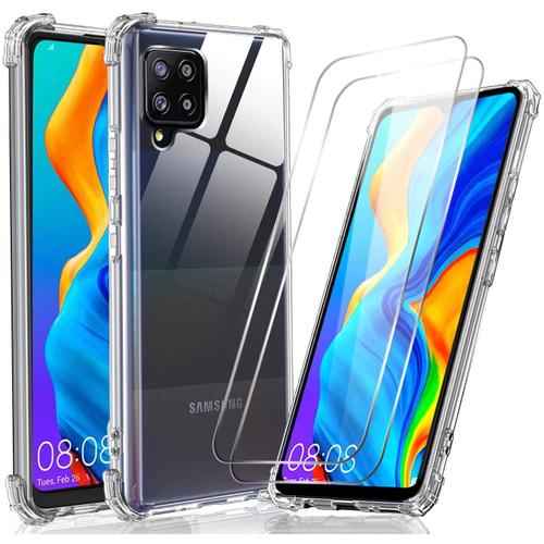 Coque Galaxy A42 5g Coque Silicone Gel Ultraslim - Transparent + 2 Films Verre Trempé