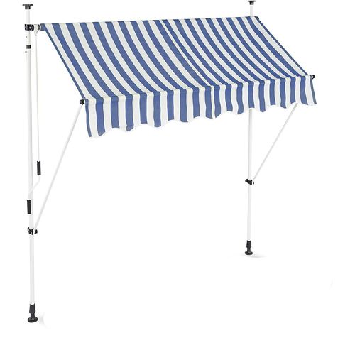Store Banne Télescopique De Balcon Manivelle Hauteur Réglable Résistant Uv Polyester Acier 200 X 120 Cm Blanc Et Bleu Helloshop26 13_0001620_5