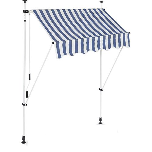 Copie De Store Banne Télescopique De Balcon Manivelle Hauteur Réglable Résistant Uv Polyester Acier 150 X 120 Cm Blanc Et Bleu Helloshop26 13_0001620_6