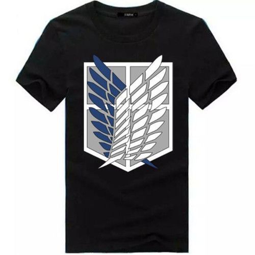Expédié De France T Shirt Ete Léger Haut Top Noir Ailes L'attaque Des Titans Pull Mixte Homme Femme