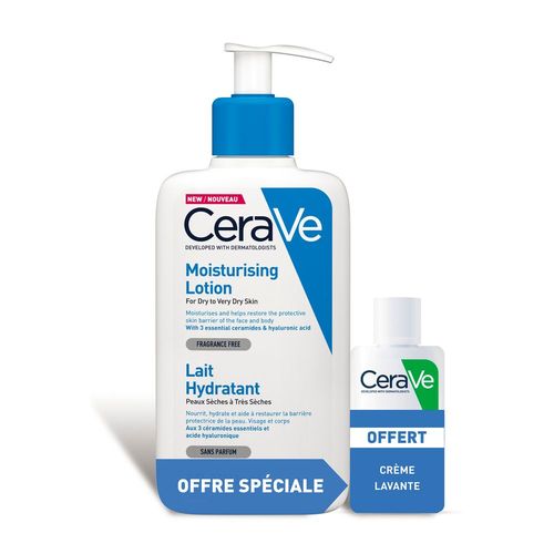 Lait Hydratant 236 Ml Visage Et Corps +Crème Lavante 20 Ml Offerte - Cerave - Lait Hydratant Visage Et Corps Pour Lespeaux Sèches À Très Sèches 