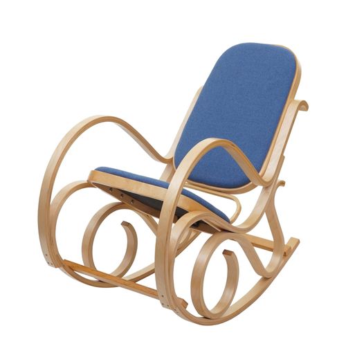 Fauteuil À Bascule M41, Fauteuil Tv, Bois Massif   Aspect Chêne, Bleu