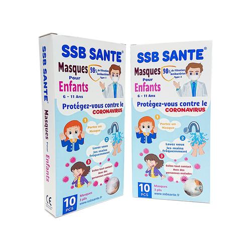 50 x masques jetables pour enfants de 6 à 11 ans avec une haute efficacité  de filtration bactérienne supérieure ou égale à 98% CHATONS