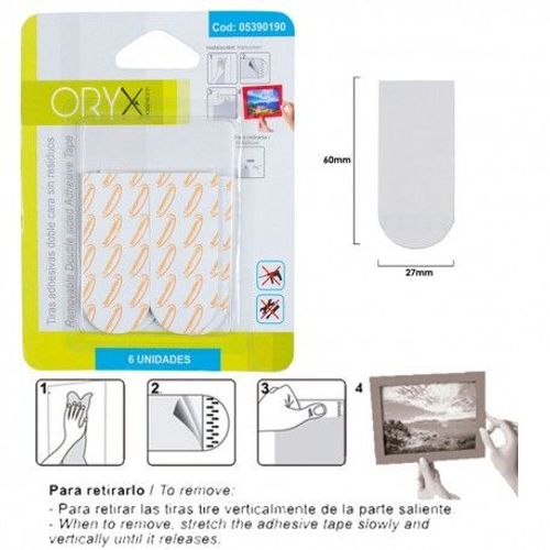 Bandes adhésives double face sans résidu (blister de 6 pièces)