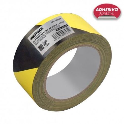 Cinta Adhesiva Suelo Amarilla/Negra, 33 mt x 50 mm.