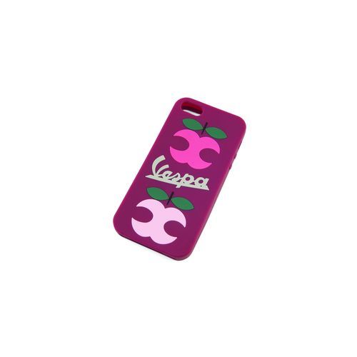 Etui Iphone 5 - Silicone Rouge - Décor Pommes