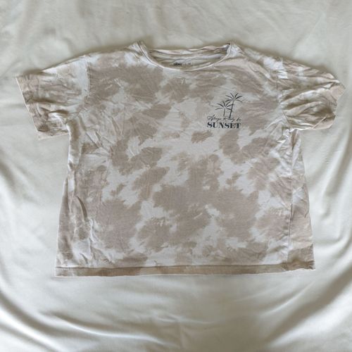 T-Shirt Tacheté Blanc Et Beige, Marque Gémo Taille 12 Ans, En Très Bon État