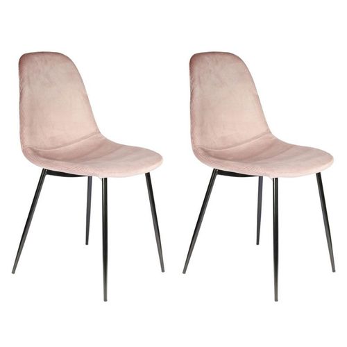 Paris Prix - Lot De 4 Chaises Velours "Giulia" 85cm Rose