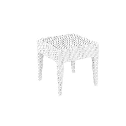 Table Basse De Jardin Carré Étanche En Plastique Blanc 45x45x45 Cm Mdj10028