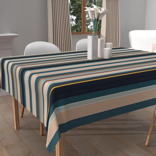 Nappe Imprimée Anti-Tâches Rectangle 140x300 Cm Bayaderes Kaki, Par Soleil D'ocre