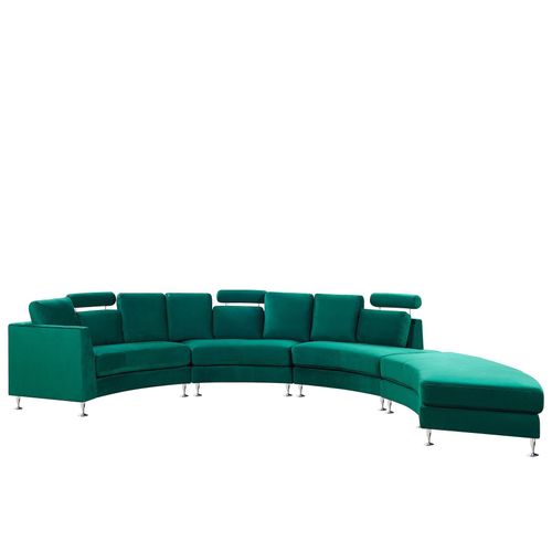 Canapé Circulaire Modulable En Velours Vert Foncé 8 Places Rotunde