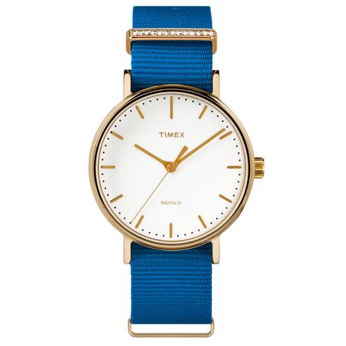 Timex Montre Bleu Analogique Femmes Fairfield Crystal Tw2r49300