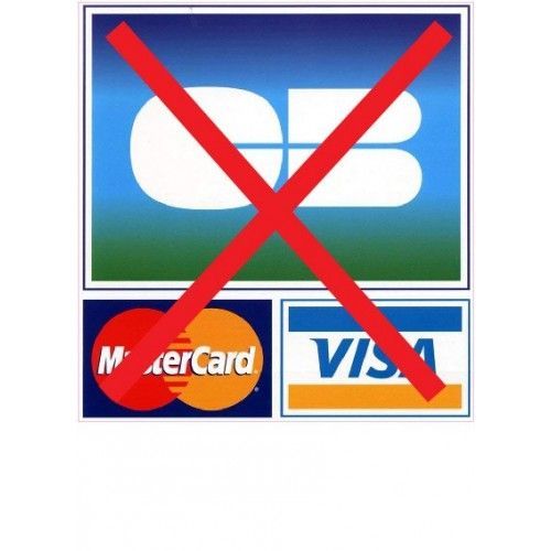 Visa Mastercard Maestro Electron Cb Non Accepte Autocollant Logo 2 Adhésif Sticker - Taille : 17 Cm