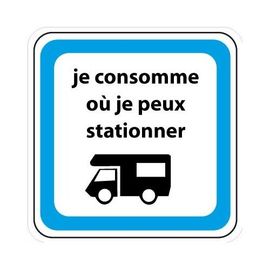 Je Consomme Où Je Peux Stationner Camping Car Autocollant Adhésif Sticker Logo 743 - Taille : 8 Cm