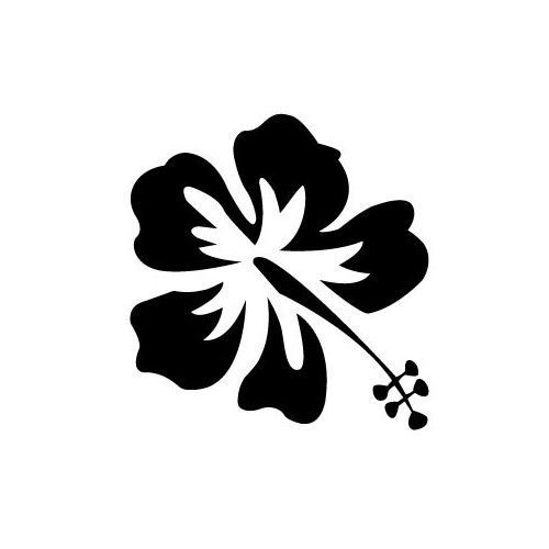 Hibiscus Fleur Hawaienne Autocollant Sticker Logo 1 - Taille : 5 X 6 Cm - Couleur : Noir
