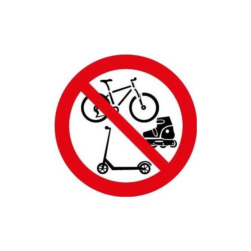 Interdit Aux Vélos, Trottinettes Et Rollers Autocollant Adhésif Sticker Logo 20 - Taille : 10 Cm