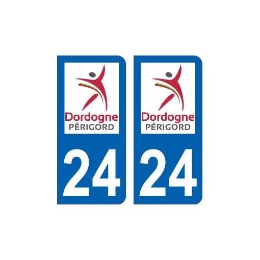 2 Stickers Plaque Auto Département 24 (Dordogne) - Neufs, Garantie 3 Ans, Fabrication Française