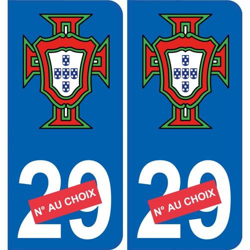 autocollant plaque immatriculation Portugal FPF F avec numéro au choix rouge et 