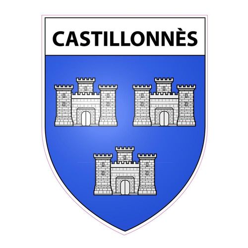 Castillonnès 47 Ville Sticker Blason Écusson Autocollant Adhésif - Taille : 8 Cm