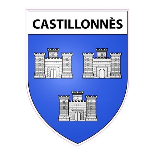 Castillonnès 47 Ville Sticker Blason Écusson Autocollant Adhésif - Taille : 8 Cm