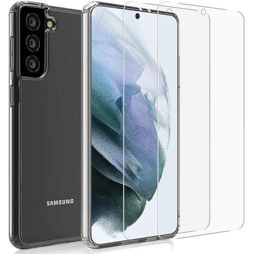 Coque Silicone Tpu Transparente 2 Verres Trempes Pour Samsung Galaxy S21 Plus 5g Little Boutik Couleur