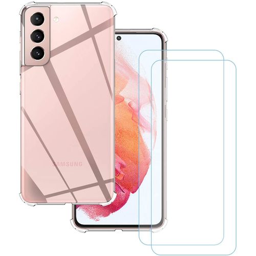 Coque Silicone Tpu Transparente Angles Renforces + 2 Verres Trempes Pour Samsung Galaxy S21 Plus 5g Little Boutik® Couleur :