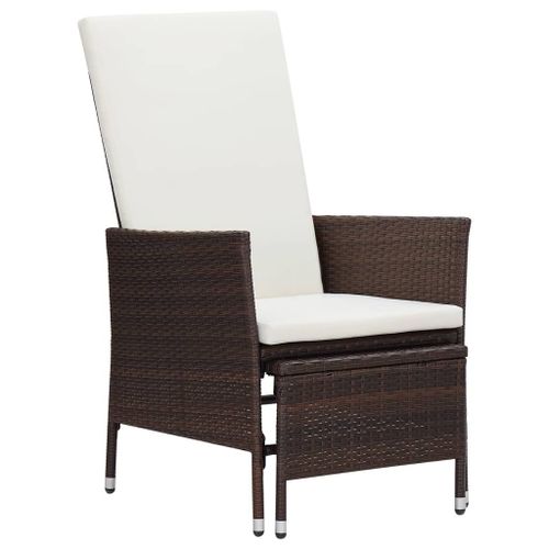 Vidaxl Chaise Inclinable De Jardin Avec Coussins Résine Tressée Marron
