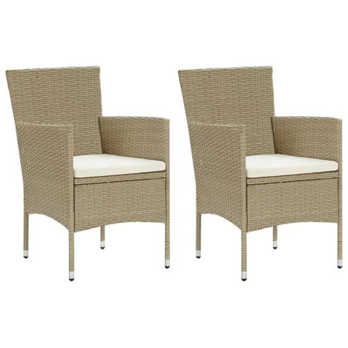 Vidaxl Chaises Manger De Jardin Lot De 2 Résine Tressée Beige