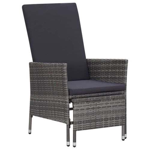 Vidaxl Chaise Inclinable De Jardin Avec Coussins Résine Tressée Gris