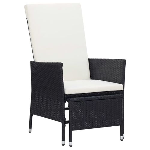 Vidaxl Chaise Inclinable De Jardin Avec Coussins Résine Tressée Noir